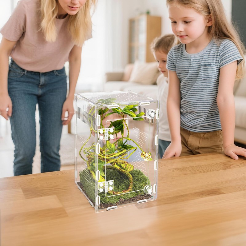 Acrylic Jumping Spider Habitat, Reptile Terrarium Easy Assembly, Bug Enclosure,