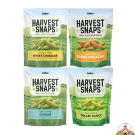 Variety Pack Snaps Veggie Chips - 4 Flavor Assortment: White Cheddar, Mango Chili Lime, Caesar, Wasabi Ranch - 4 Pack - Crispy, Healthy Snack, Gluten-Free, Non-GMO