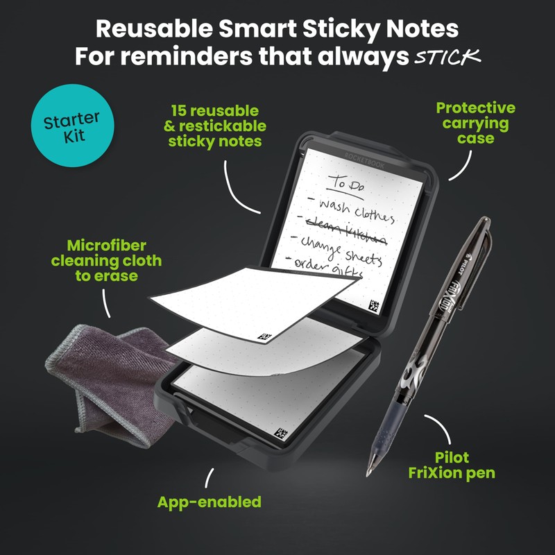 Rocketbook Reusable Sticky Notes Starter Pack, Restick and Reorganize Memo