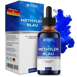 D&O Nature Products Methylenblau 1%, 100ml Methylenblau Tropfen Pharmaqualität, Methylen blau Lösung Hergestellt in Deutschland, rein und laborgeprüft, metylene blue ohne Zusätze, inklusive Pipette