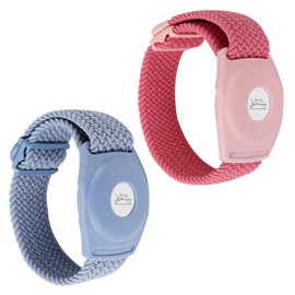 PEUTIER 2pcs Holder for Princess Cruise Medallion, Adjustable Braided Bracelet Comfortable Wristband Men Women Compatible with Princess Medallion Holder Accessories (Blue, Pink)