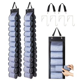 DHSFKBE Legging Organizer Storage - 2PCS T Shirt Organizer, Hanging Closet Organizers and Storage with 26 Roll Independent Compartments for Yoga Pants, Towel, Bathing Suit (Black)