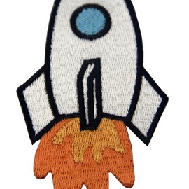 Rocket Patch Embroidered Space Shuttle Applique Iron On Sew On Emblem