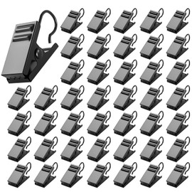 50 PCS Curtain Hooks Heavy Duty Clips, Stainless Steel Shower Curtain Clip with Hook for Vendor Display Supplies, Home Decoration, Hanging Photos, Art Craft Display (Black)