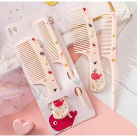 Girls Kids Cute Hair Comb Set, Portable Anti-Static Plastic Hairdressing Comb Hair Comb Gift Combo of 2 packs (pink+green)