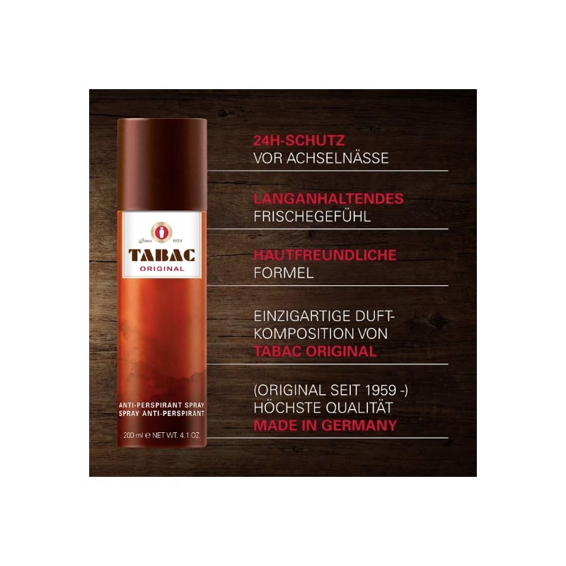 TABAC ORIGINAL Maurer Wirtz Anti-Perspirant Spray 4.2 oz 200 ml