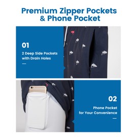 MaaMgic 5" Mens Swim Shorts with Compression Liner 4-Way Stretch Bathing Suit Swimming Shorts with Pockets,5.5 Blue Mini Shark White,L