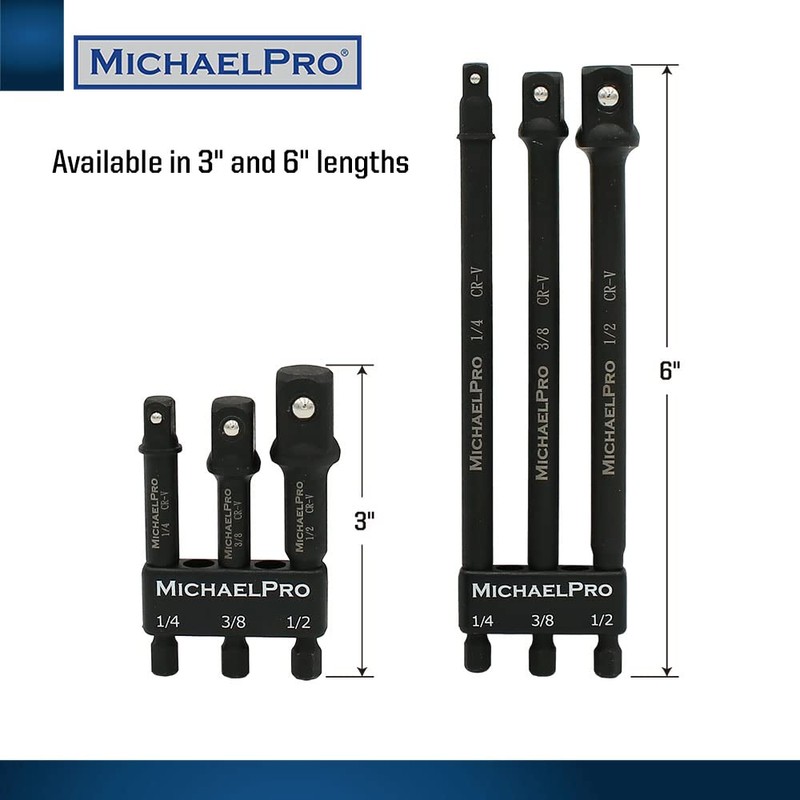 MichaelPro 6-Inch Impact Grade Socket Adapter Set, Extension Bit with