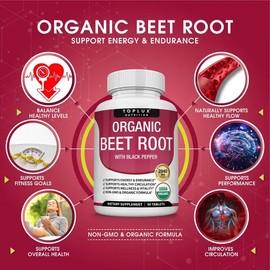 Organic Beet Root Supplement 2040mg – Nitric Oxide Booster for Energy, Circulation & Blood Pressure Support | Beetroot Capsules healthcare vitamin healthy body tiktok  shop  health wellness bundle boost therapy