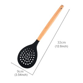 Slotted Spoons for Cooking, Nonstick Slotted Spoon Skimmers with Heat-Resisting Handle, Frying Spoons Strainer for Kitchen Cooking Draining Vegetable Frying(Black)