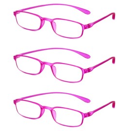 Calabria 718 Flexie Oval Reading Glasses +2.25 Fuschia (3pack) Men/Women Bendable Single Power Readers Flexible Durable TR90