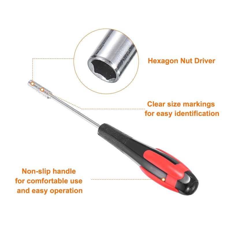 HARFINGTON 2pcs Metric Nut Driver 3mm Dia 75mm Shank Non-Magnetic