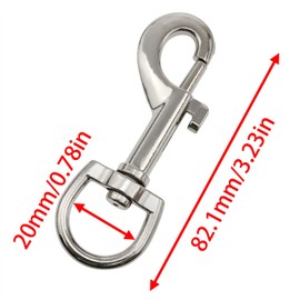 zutisay Stainless Steel Swivel Eye Bolt Flagpole Snap Hook Swivel Eye Bolt Snap Hook Zinc Alloy Single Ended Flag Clip for Key Chain Lifting Outdoor Activities, etc. (81mm Aperture 20mm) 2PCS