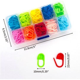 150 Stück Häkelmaschenmarkierer, Maschenmarkierer, mehrfarbig, Kunststoff, Häkelmarker für Handarbeit, Stricken, Handwerk, mit Box (10 Farben)