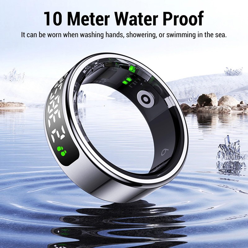 Zopsc Smart Ring Fitness Tracker with Display Screen Gesture Control