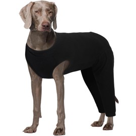 Kuoser Dog Body After Surgery, Protective Suit Dog After Castration, Wound Protection Suit Aftertreatment Suit Dogs, Anti-Leak Body, Breathable, Cotton, Adjustable, Black, XXL