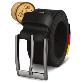 Cartvelli Business Leather Belt Men's 35 mm Made in Germany with Gift Box - Genuine Leather Belt for Suit, Jeans, Chino, caviar black