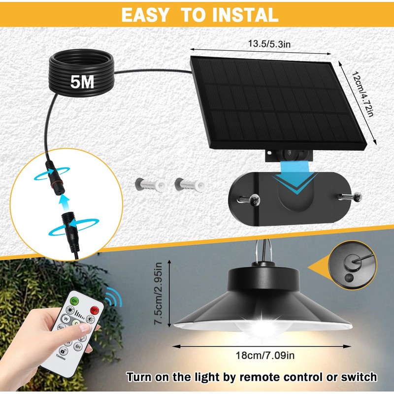 Solar Lights for Outdoors, 5 m Cable Solar Pendant Lights
