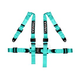TANAKA 2 TANAKA UNIVERSAL MINT GREEN 4 POINT EZ RELEASE BUCKLE RACING SEAT BELT HARNESS