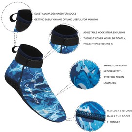 OMGear Water Socks Neoprene Socks Beach Booties Shoes 3mm Glued Blind Stitched Anti-Slip Wetsuit Boots Fin Swim Socks (3mm Low Cut/Sea, M(Men 8-9,Women 9-10))
