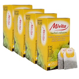 Mivita Melissa, Honey and Lemon Infusion, pack of 4, total of 100 tea bags (25 each unit)