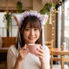 猫耳 カチューシャ コスチューム用小物 lolita風 フリルカチューシャ 鈴付き ロリータ コスプレ (ホワイトパープル)
