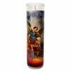 San Miguel Arcángel White Prayer Candle – 8" Tall Glass