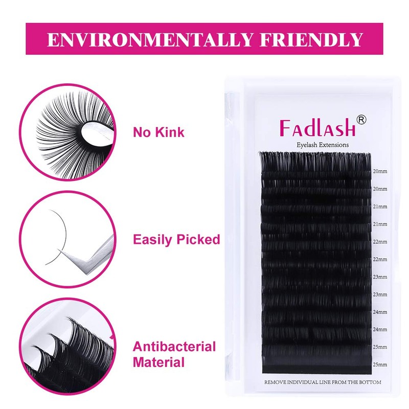 Eyelash Extensions 0.20mm D Curl Mix 20-25mm Fadlash Classic Lash