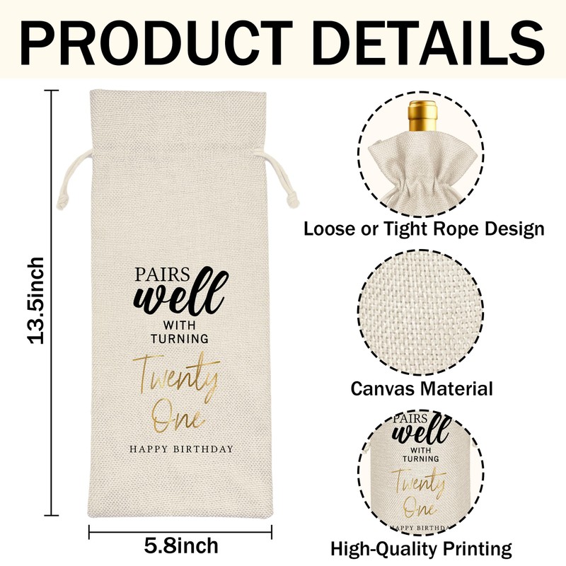 Funny 21st Birthday Wine Bag Gifts Ideas for Women Men,