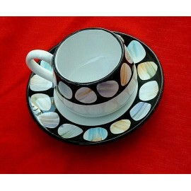 Deruta Ceramic Majolica Pietra Tea Cup & Saucer Black