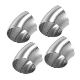 A ABSOPRO Stainless Steel 45 Degree Exhaust Elbow Pipe OD 2.5 Inch 45 Degree SS304 Stainless Steel Silver Tone (Set of 4)