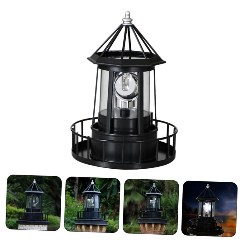 DOITOOL Led Solar Revolving Lighthouse Light Outdoor Rotating Landscape Lamp