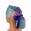 Ponytail Medical Scrub Cap – Mermaid Scales. - Turn Up