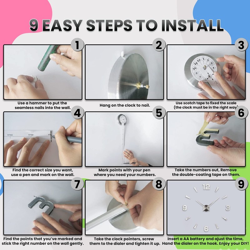Niceguy Solutions DIY Wall Clock - Frameless 3D-Style Analog Timekeeper