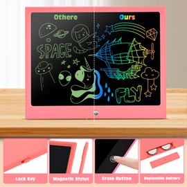 15" LCD Writing Tablet, cimetech Large Drawing Tablet Colorful Screen Doodle Board, Christmas Educational Gift Toys for Kids Adults (Pink)