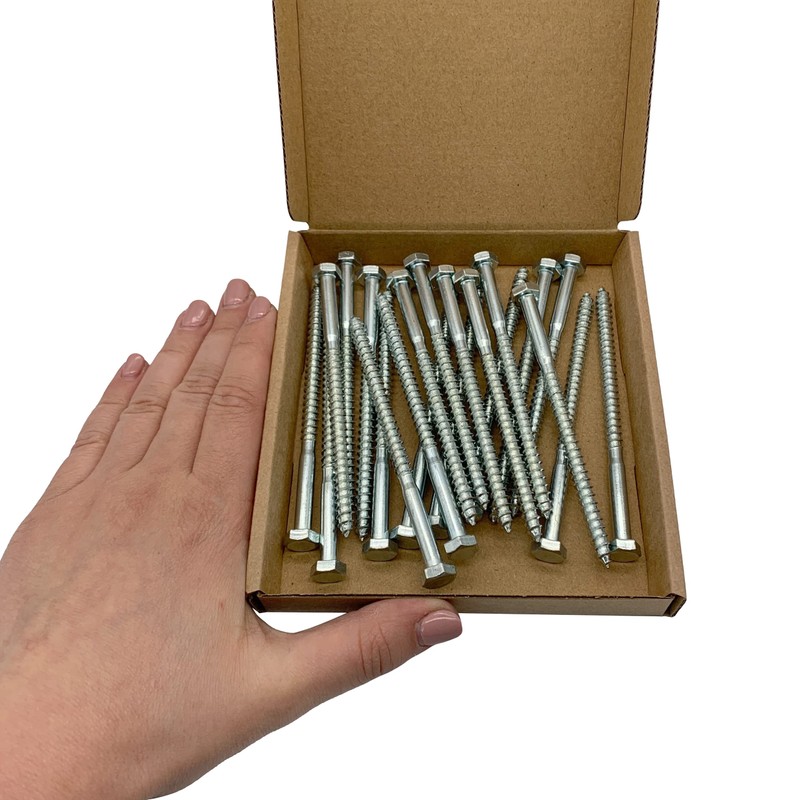 (Pack of 20) DIN 571 Galvanised Steel Hexagon Wood Screws