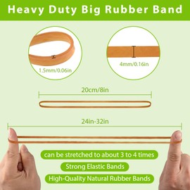 60 Pcs Large Rubber Bands Heavy Duty Big Rubberband ROOKEA 8 x 0.16 Inch Trash Can Elastic Band for File Folders School Office Home Supplies
