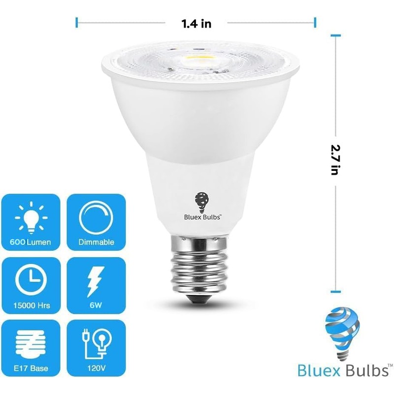 4 Pack R14 LED Bulb 6W E17 Base Mini Spotlight