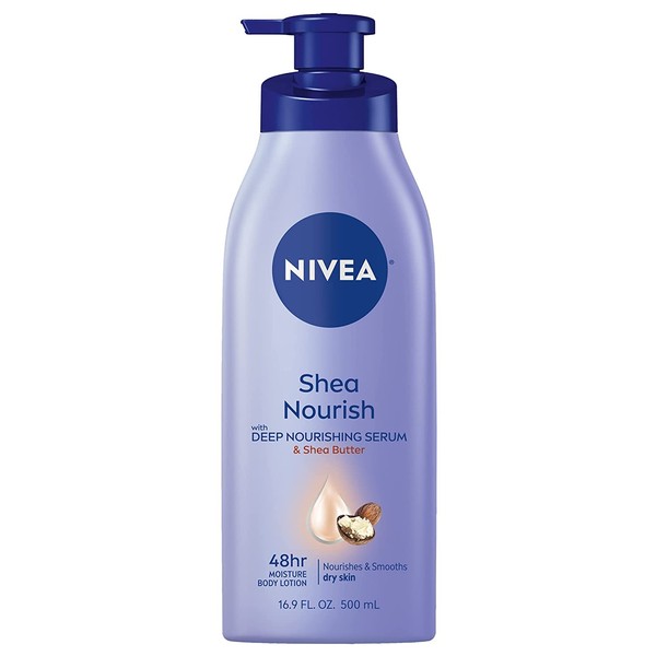 Nivea Shea Daily Moisture Body Lotion 16.9 Ounce Pump (Dry Skin) (500ml) (3 Pack) - Packaging May Vary