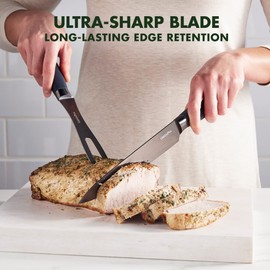 GreenPan Titanium 2-Piece Carving Knife Set, Titanium Coated, Stainless Steel, Eco-friendly, Ergonomic Grip, Slip Resistant, Balanced, Heat Treated, Hand Sharpened, Dishwasher Safe
