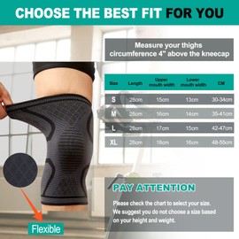 home harbor 2 x Knee Support Set for Women/Men, Knee Brace, Compression Knee Support for Meniscus Tear, Breathable Knee Support for Sports, Joint Pain, Black, L