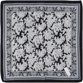 21 x 21 pulgadas, 100% morera real para mujer, bufanda de satén con cuello cuadrado pequeño, Cachemira Blanco Y Negro, L