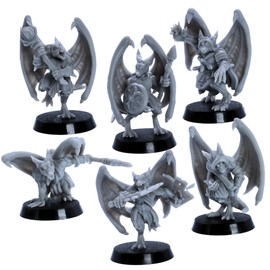 Forged Terrain Winged Kobold Miniature Set – 6 Flying Kobolds with 25mm Bases | DnD Monsters | Epic Miniatures | Resin Unpainted Figures for RPGs & Wargames