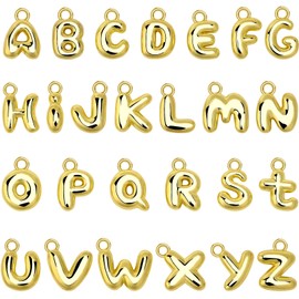 SANNIX 26Pcs Letter Charms, Initial Letter Charm for Jewelry Making, KC Gold A-Z Alphabet Letter Charm Pendants for Bracelet Necklace Earrings Crafts Making