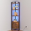 Furnulem Corner Shelf,5-Tier Corner Cabinet with Storage and LED Light,