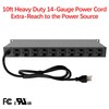Clear Power 11-Outlet 2160J Rackmount Surge Protector PDU w/LED Lights