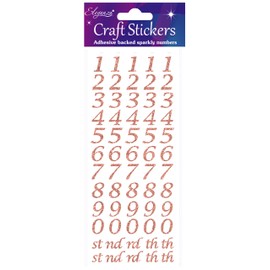 Eleganza OA027241 Stylisierte Zahlen-Glitzer-Aufkleber – Roségold selbstklebende Zahlen