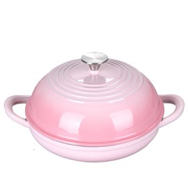 TeamFar Cast Iron Bread Dutch Oven, 6 Qt Enameled Dutch Oven Pot for Sourdough Bread Baking, with Tall Dome Lid & Round Base Pan, Self-Basting & Even-Heating, Heavy-Duty & Non-stick, Pink