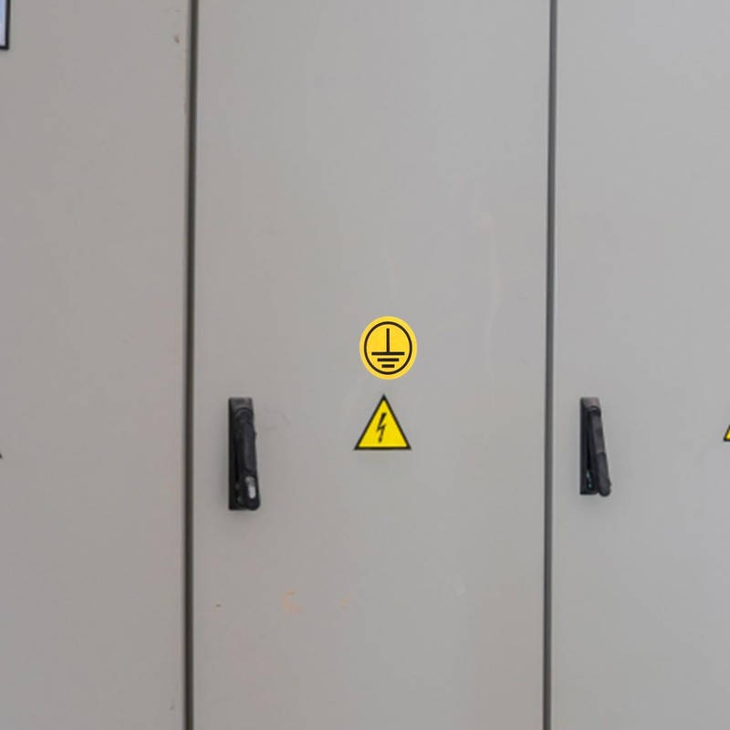 PartyKindom Protective Earthing Symbol Sticker Electrical Warning for Machines Weatherproof