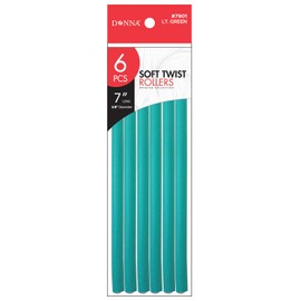 DONNA 7 Soft Twist Rollers 6pcs Foam Rollers Hair Clips for Heatless Hairdressing Styling 3/8(D) LT. GREEN
